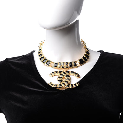 Chanel Resin Along The Nile Large CC Pendant Necklace Gold Black 2 of 7