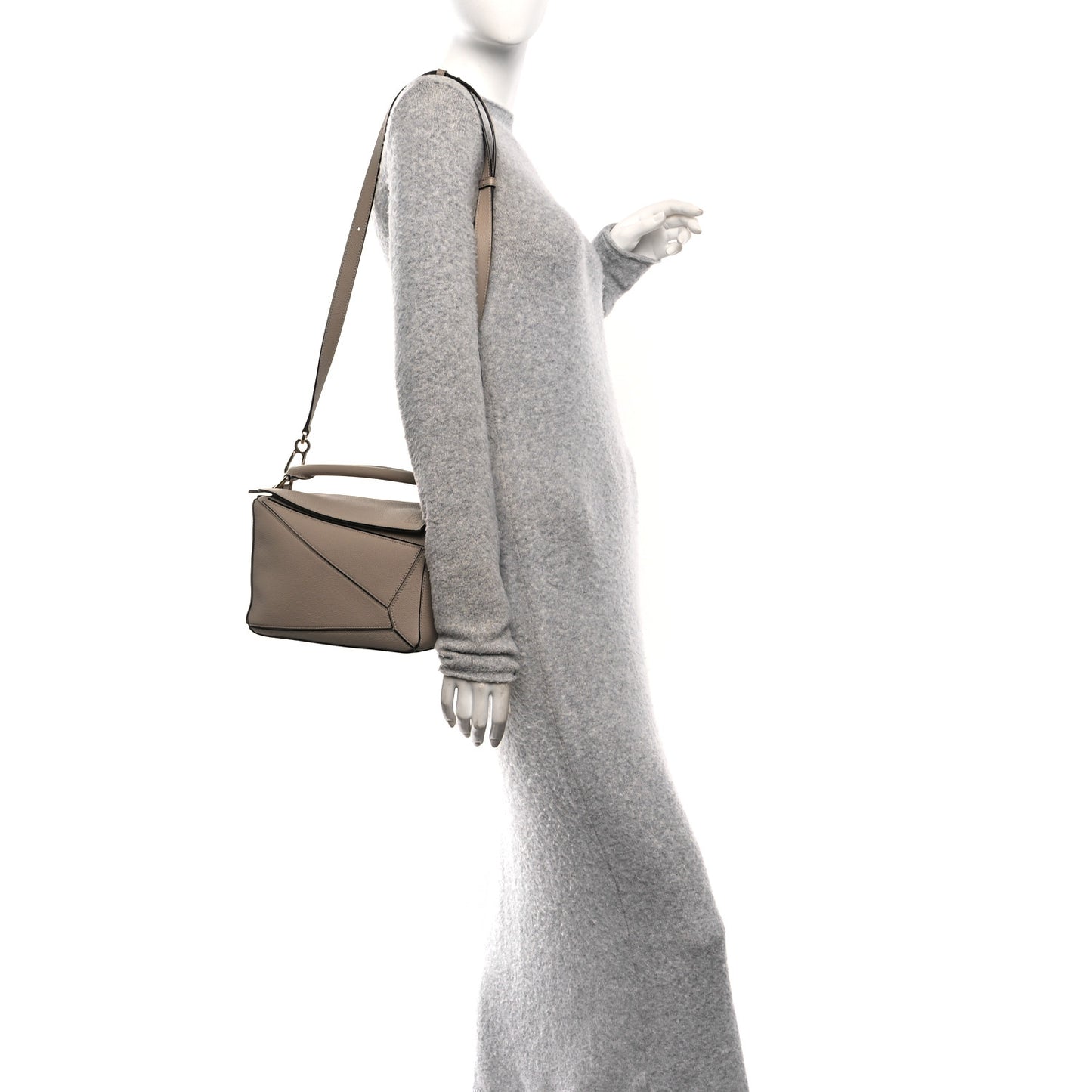 Grained Calfskin Small Puzzle Bag Sand
