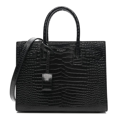 Saint Laurent Calfskin Crocodile Embossed Baby Sac De Jour Black 1 of 15