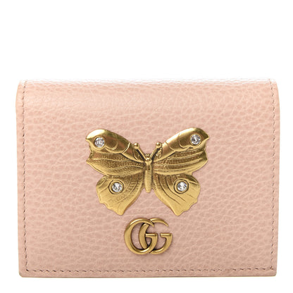 Gucci Pebbled Calfskin Butterfly Card Case Perfect Pink 1 of 7
