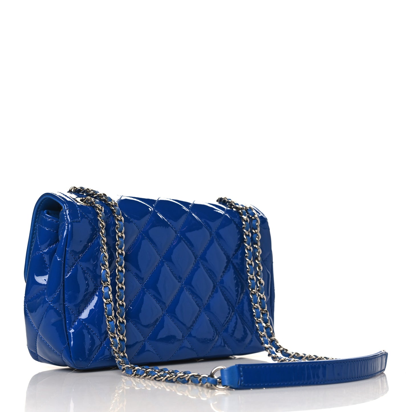 Patent Quilted Small Coco Shine Flap Blue