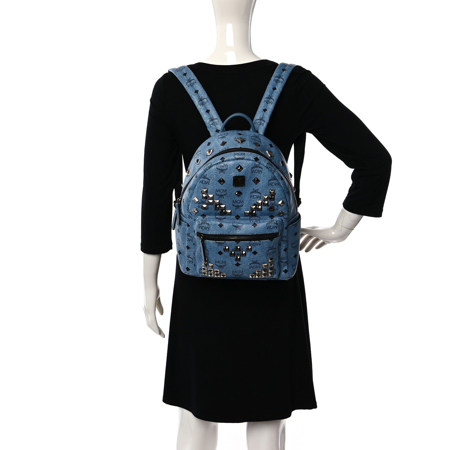 MCM Visetos Studded Small Stark M Backpack Blue 3 of 8