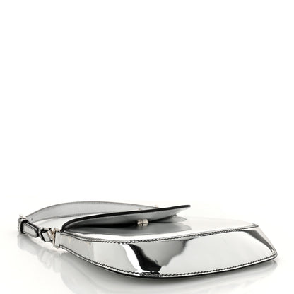 Prada Spazzolato Mini Cleo Flap Adjustable Strap Shoulder Bag Silver 4 of 10
