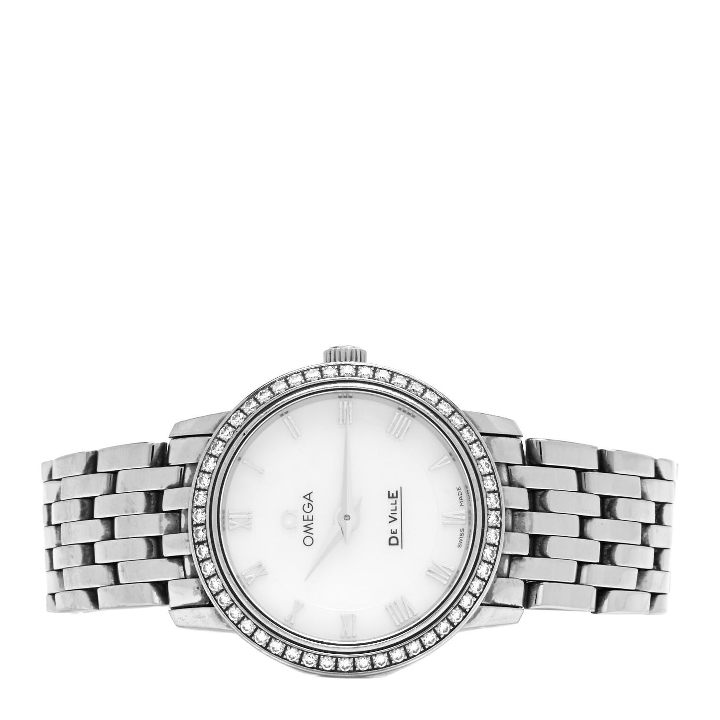 Stainless Steel Diamond Bezel Mother of Pearl 27mm De Ville Prestige Quartz Watch 413.15.27.60.05.001