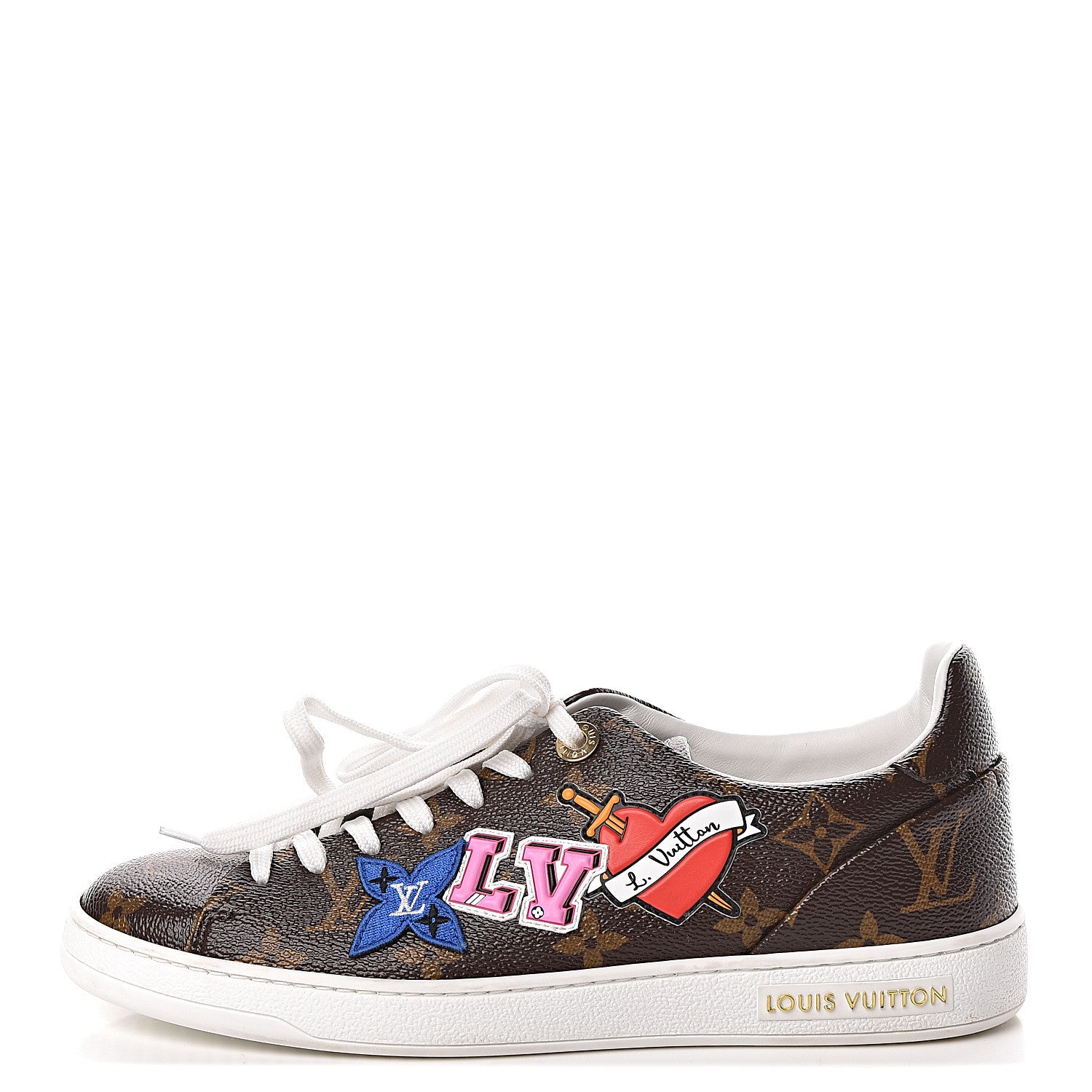 Louis Vuitton Calfskin Monogram LV Black Heart Sneakers 37 Cacao 1 of 11