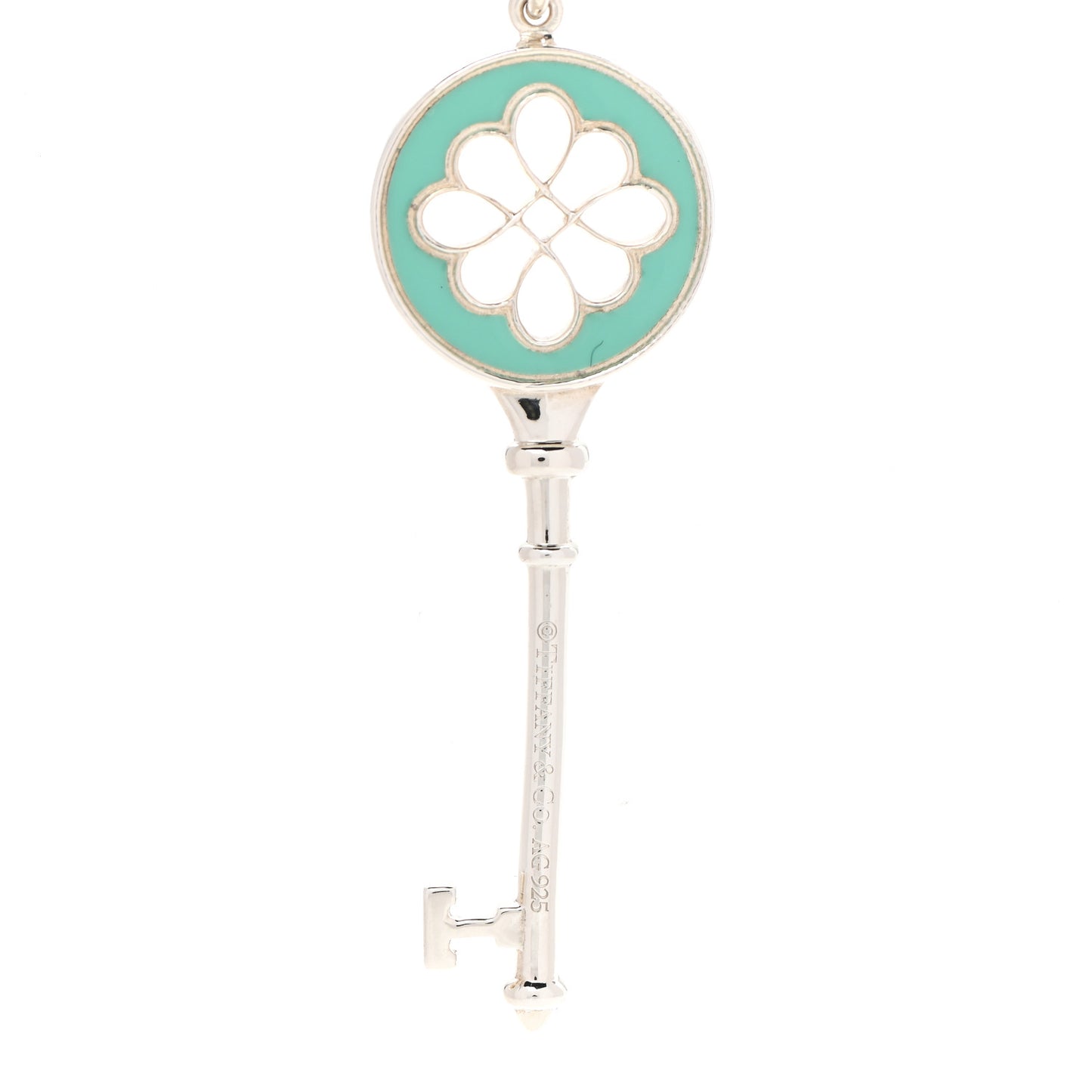 Sterling Silver Enamel Knot Key Pendant Necklace Blue