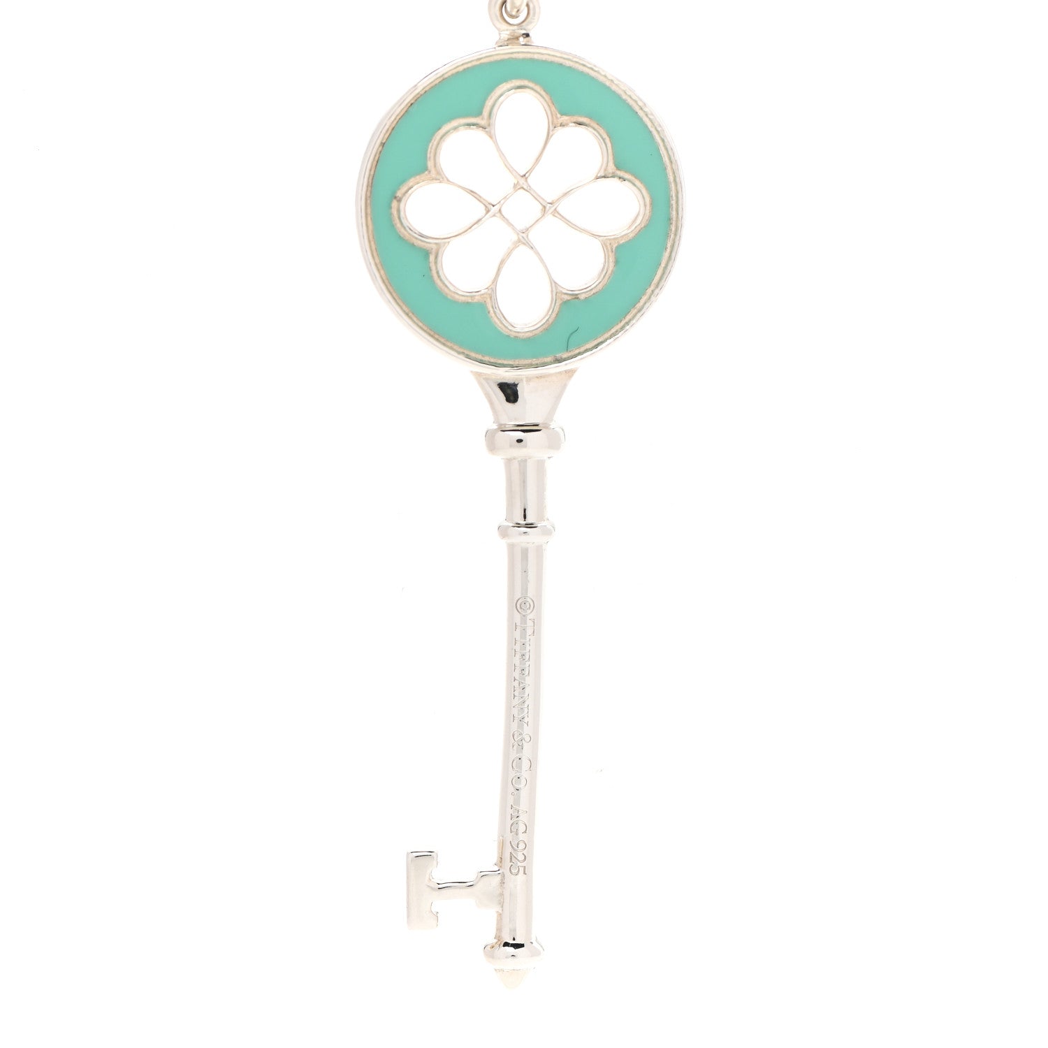 Tiffany Sterling Silver Enamel Knot Key Pendant Necklace Blue 4 of 7