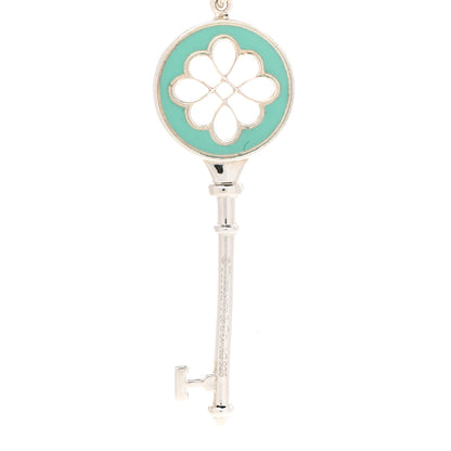 Tiffany Sterling Silver Enamel Knot Key Pendant Necklace Blue 4 of 7