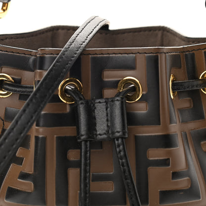 Fendi Vitello Liberty F is Fendi Bi-Color FF 1974 Embossed Mini Mon Tresor Bucket Bag Maya Black 8 of 10
