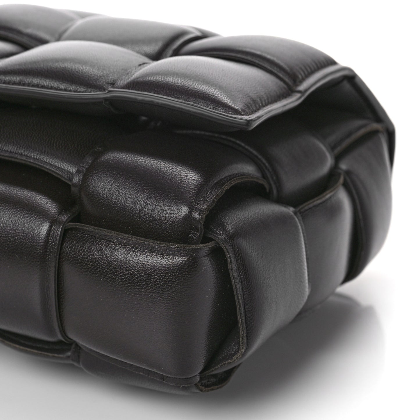 Lambskin Maxi Intreccio Padded Chain Cassette Crossbody Bag Black