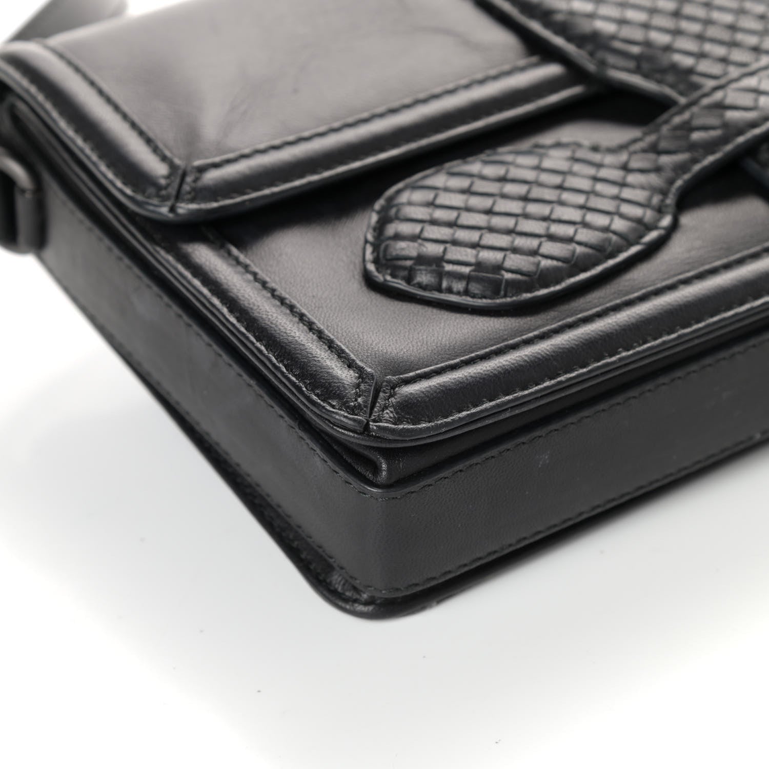 Bottega Veneta Nappa Micro Intreccio Shoulder Bag Black 8 of 12