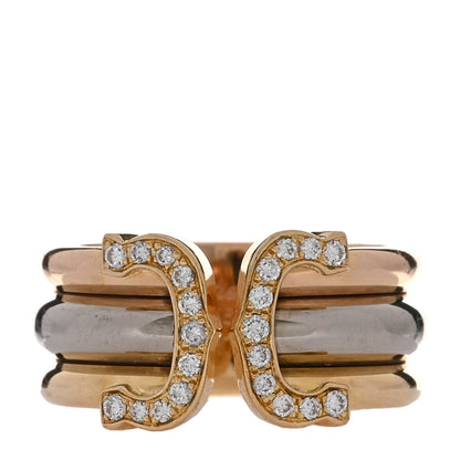 Cartier 18K Pink Yellow White Gold Diamond 11mm C De Cartier Ring 53 6.25 1 of 5