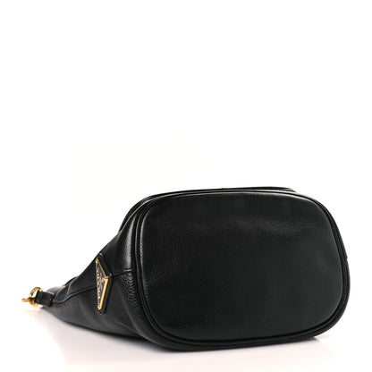 Prada Glace Calfskin Embossed Bucket Bag Black 4 of 9