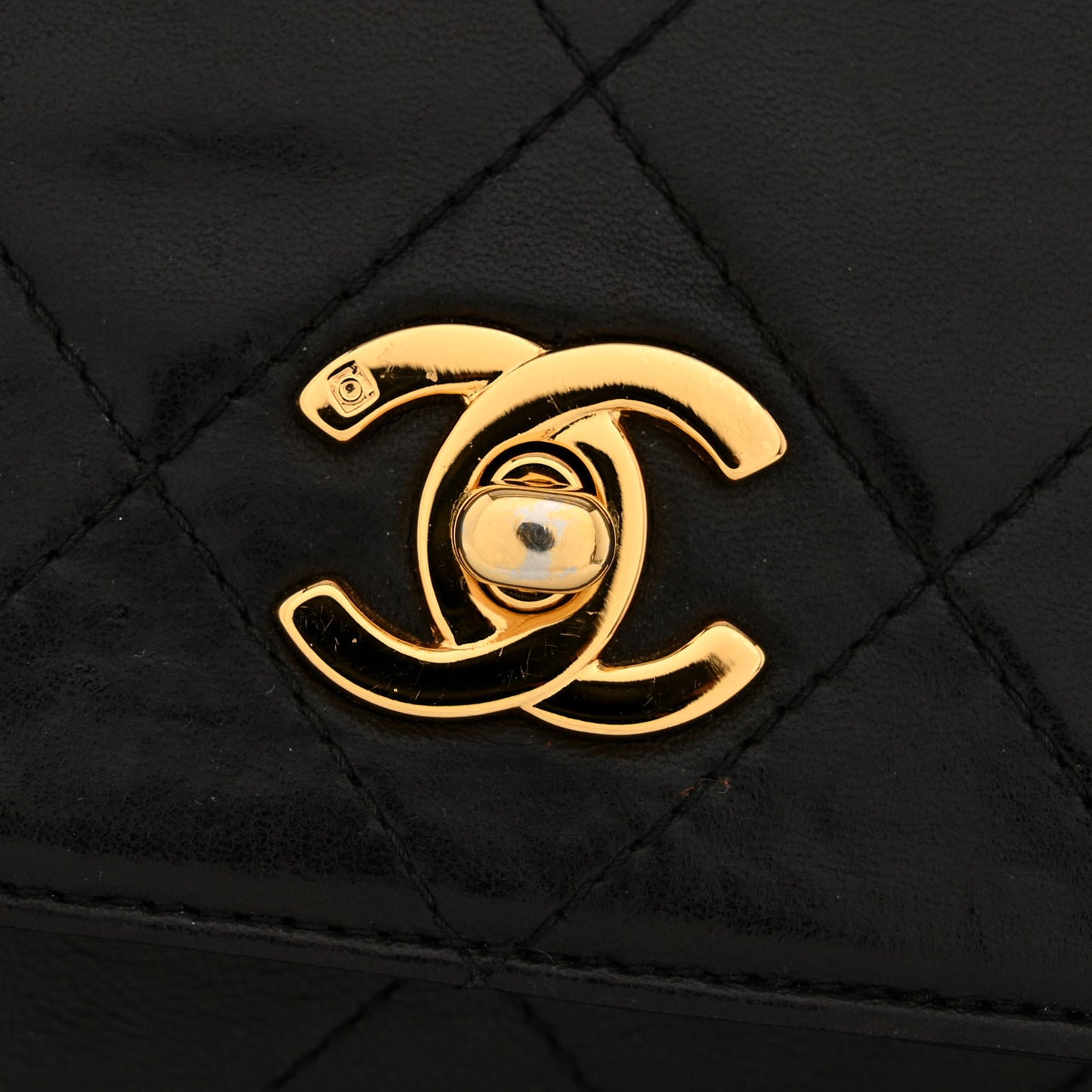 Lambskin Quilted Tassel Camera Case Black