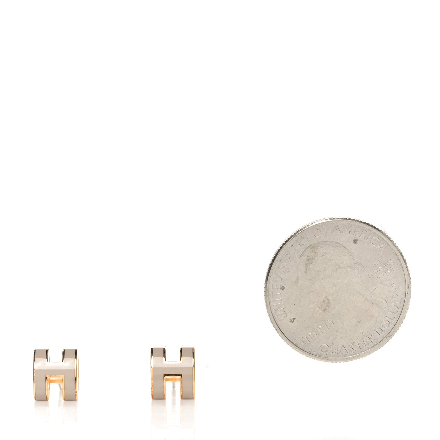 Gold Lacquered Mini Pop H Earrings Marron Glace