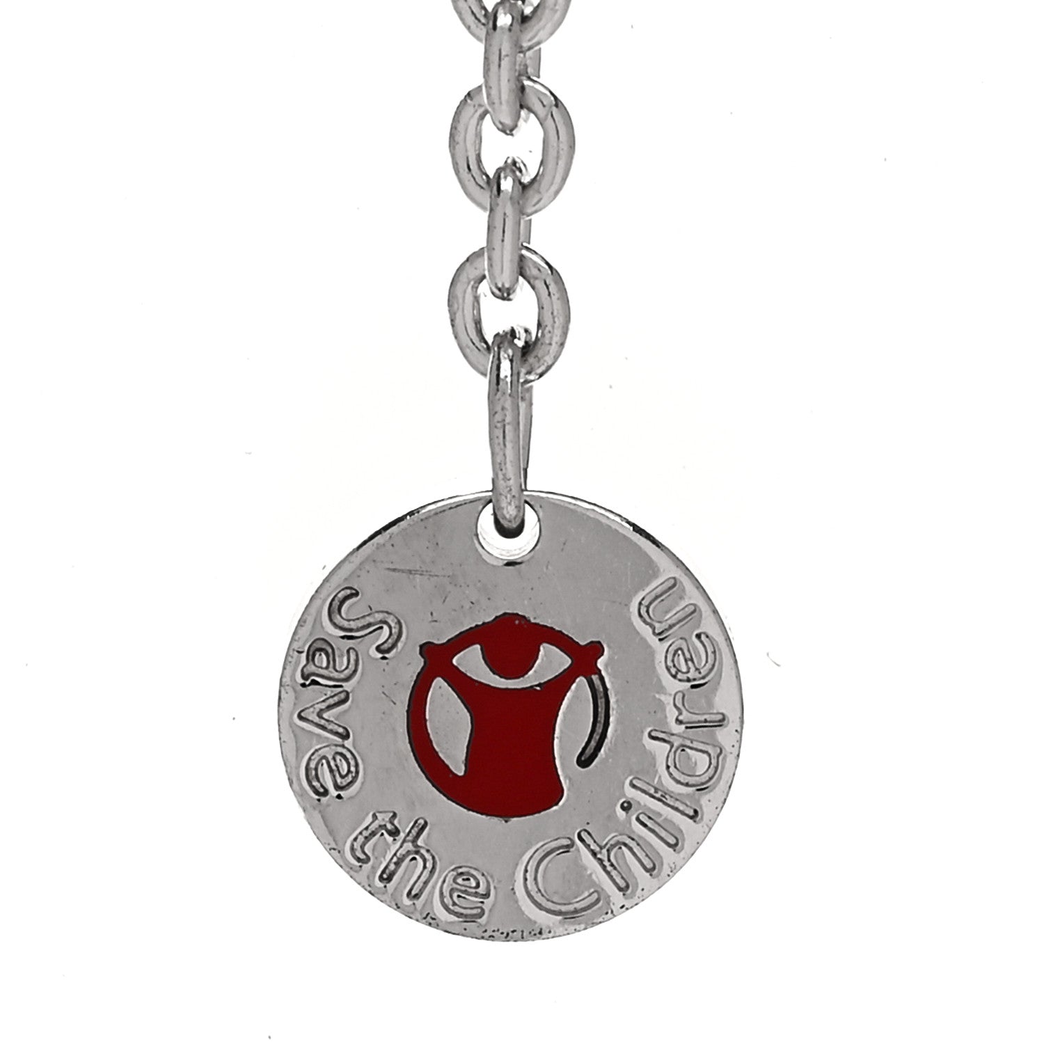 Bulgari Sterling Silver Ceramic Save The Children Pendant Necklace 6 of 7
