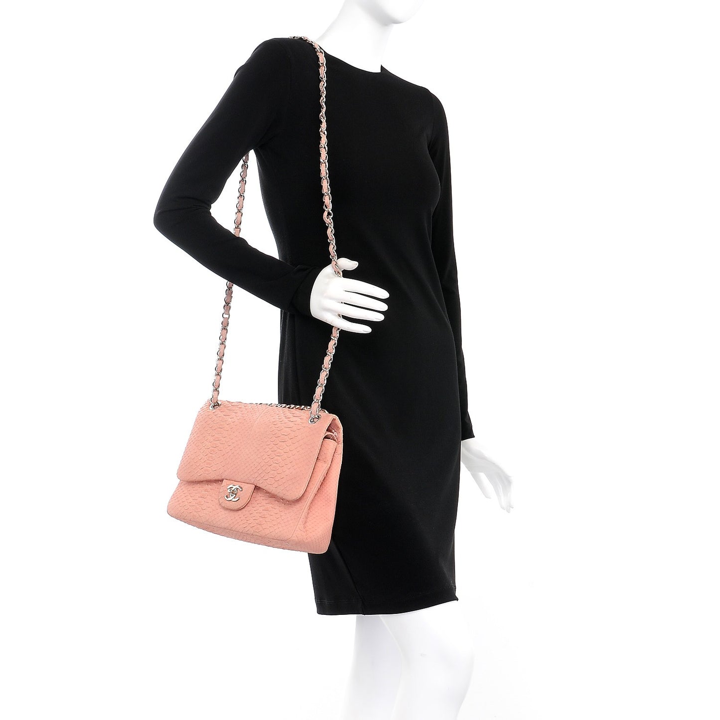 Matte Python Jumbo Double Flap Pink