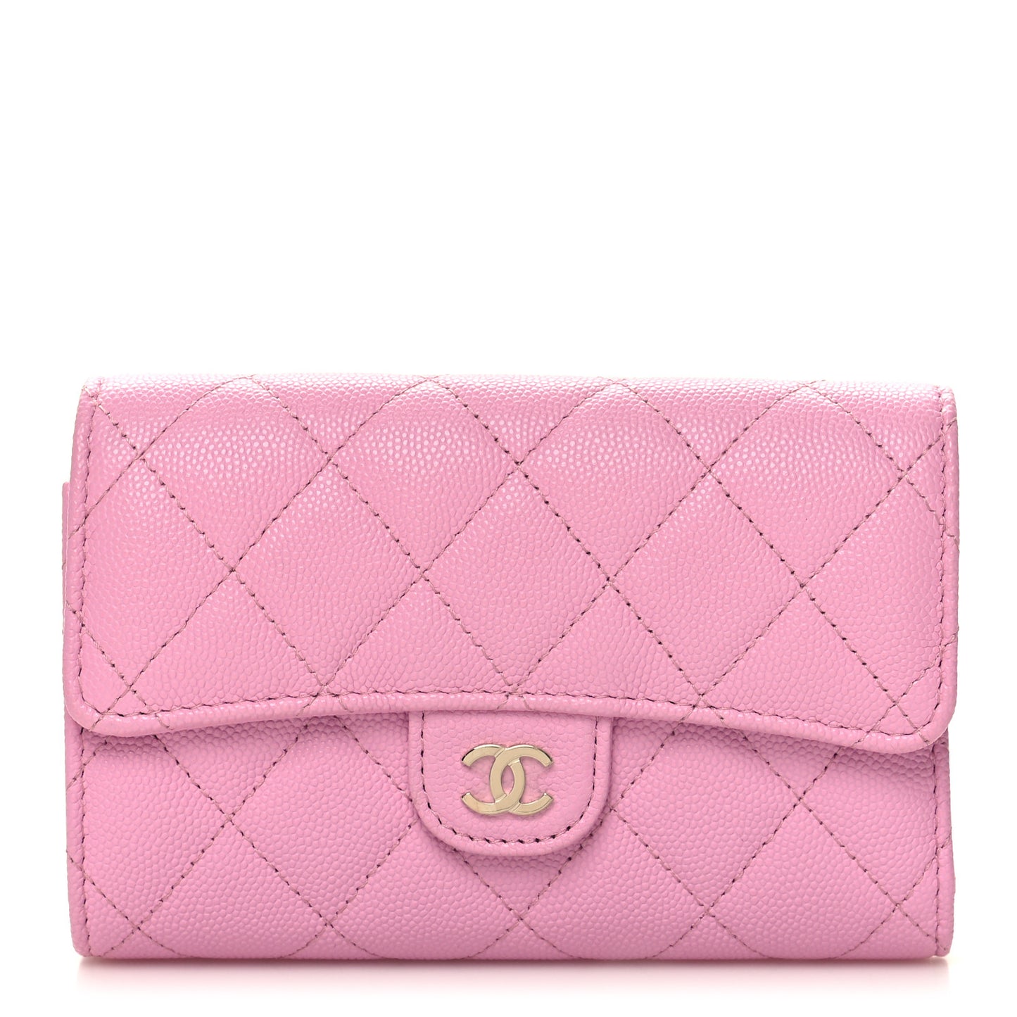 Caviar Quilted Medium Flap Wallet Lilac