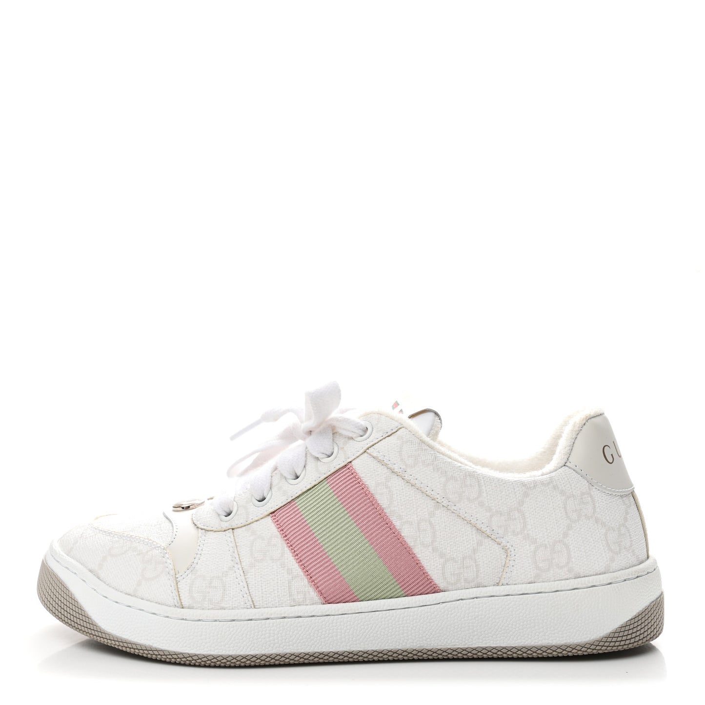 GG Monogram Web Screener Sneakers 38 White Grey Pink
