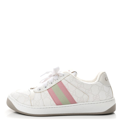 Gucci GG Monogram Web Screener Sneakers 38 White Grey Pink 1 of 9