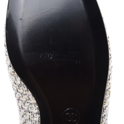 Chanel Tweed Patent Cap Toe Loafers 40 Ecru Black Gold 8 of 12