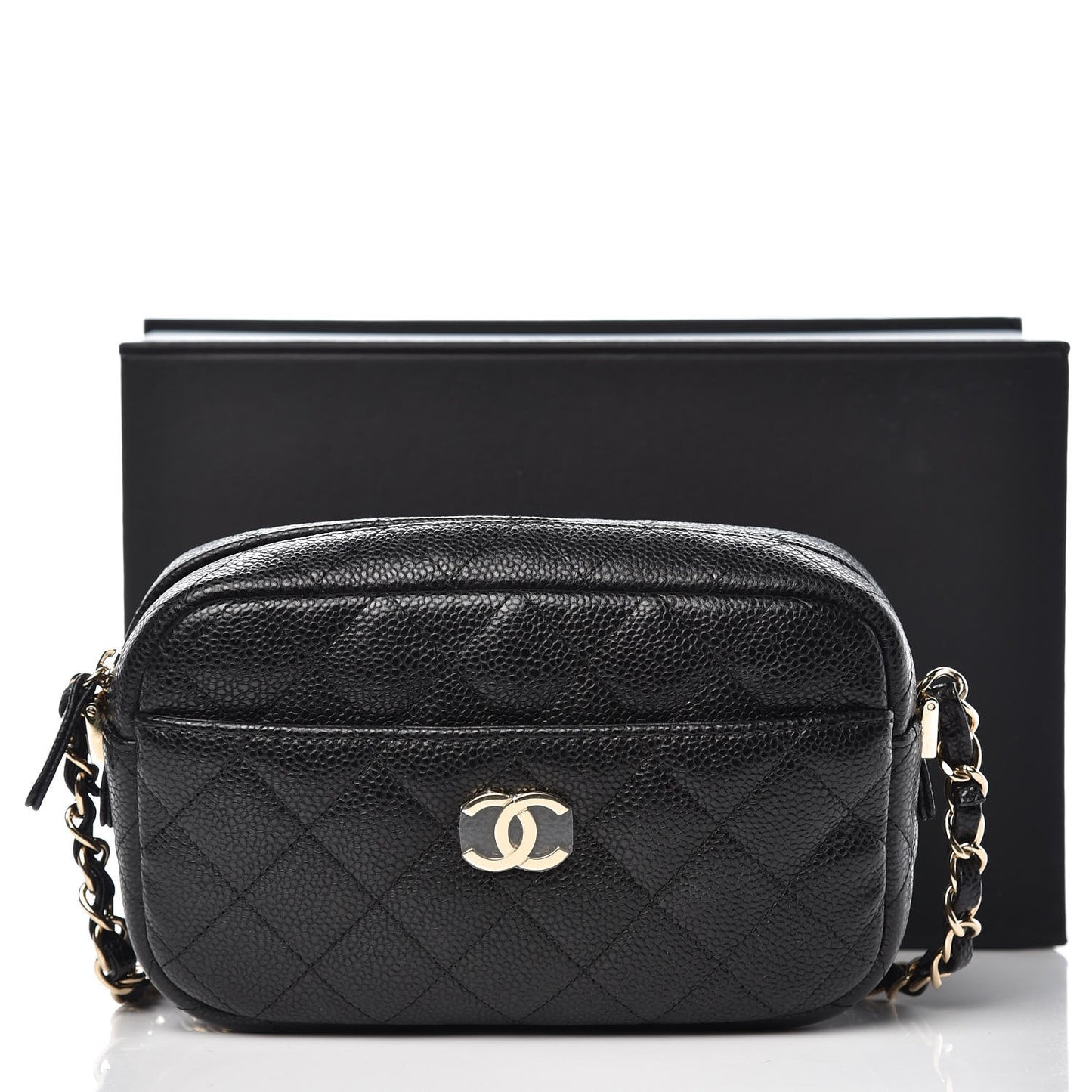 Caviar Quilted Camera Case Black