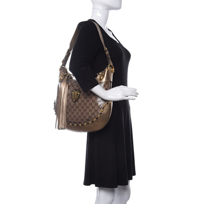 Gucci Crystal Monogram Babouska Hobo Gold 2 of 10