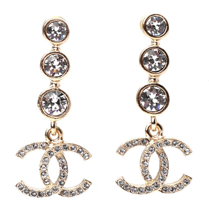 Chanel Crystal CC Drop Earrings Gold 1 of 4