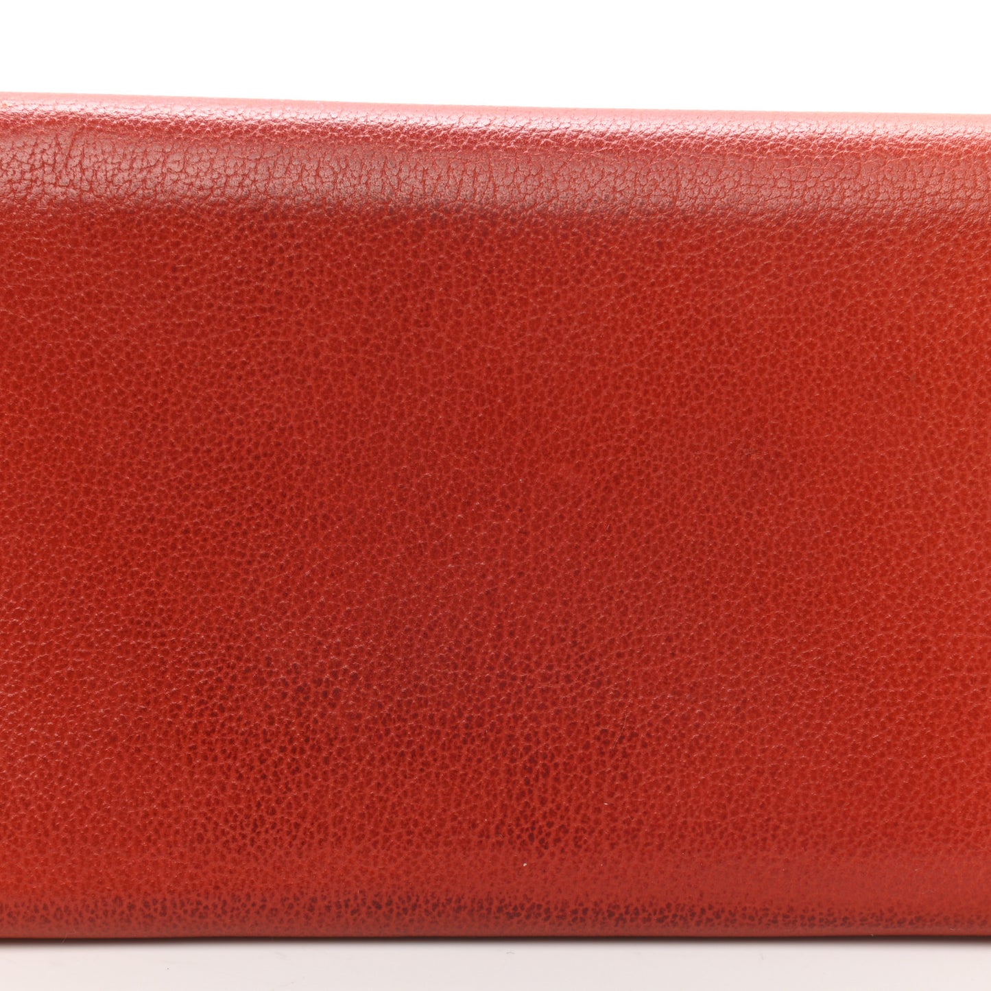 Goatskin Camellia Embossed Flap Wallet Red