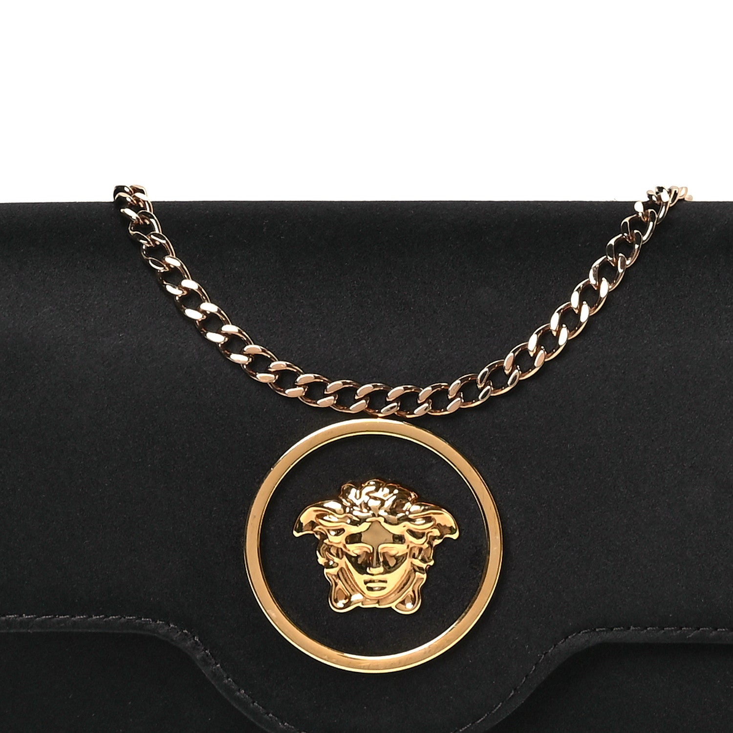 Versace Satin La Medusa Envelope Clutch Black 7 of 10