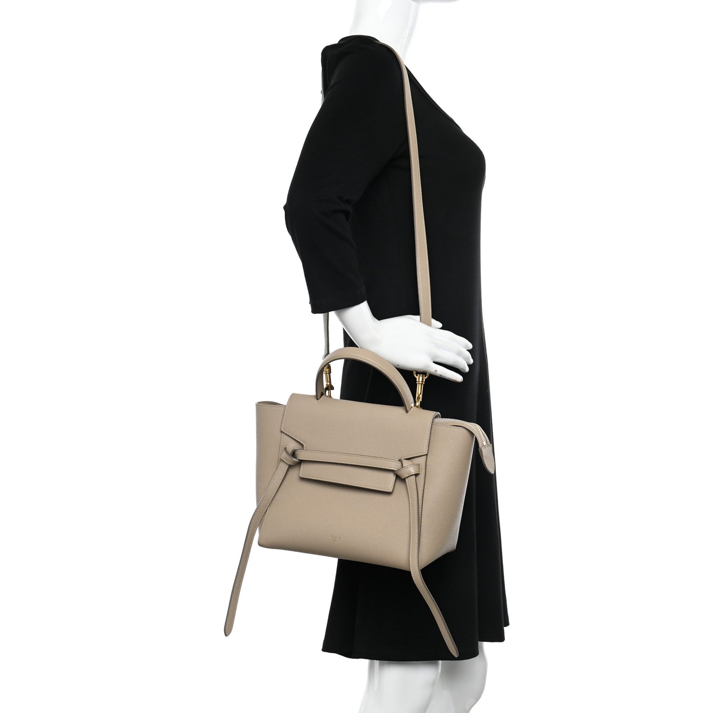 Grained Calfskin Micro Belt Bag Beige