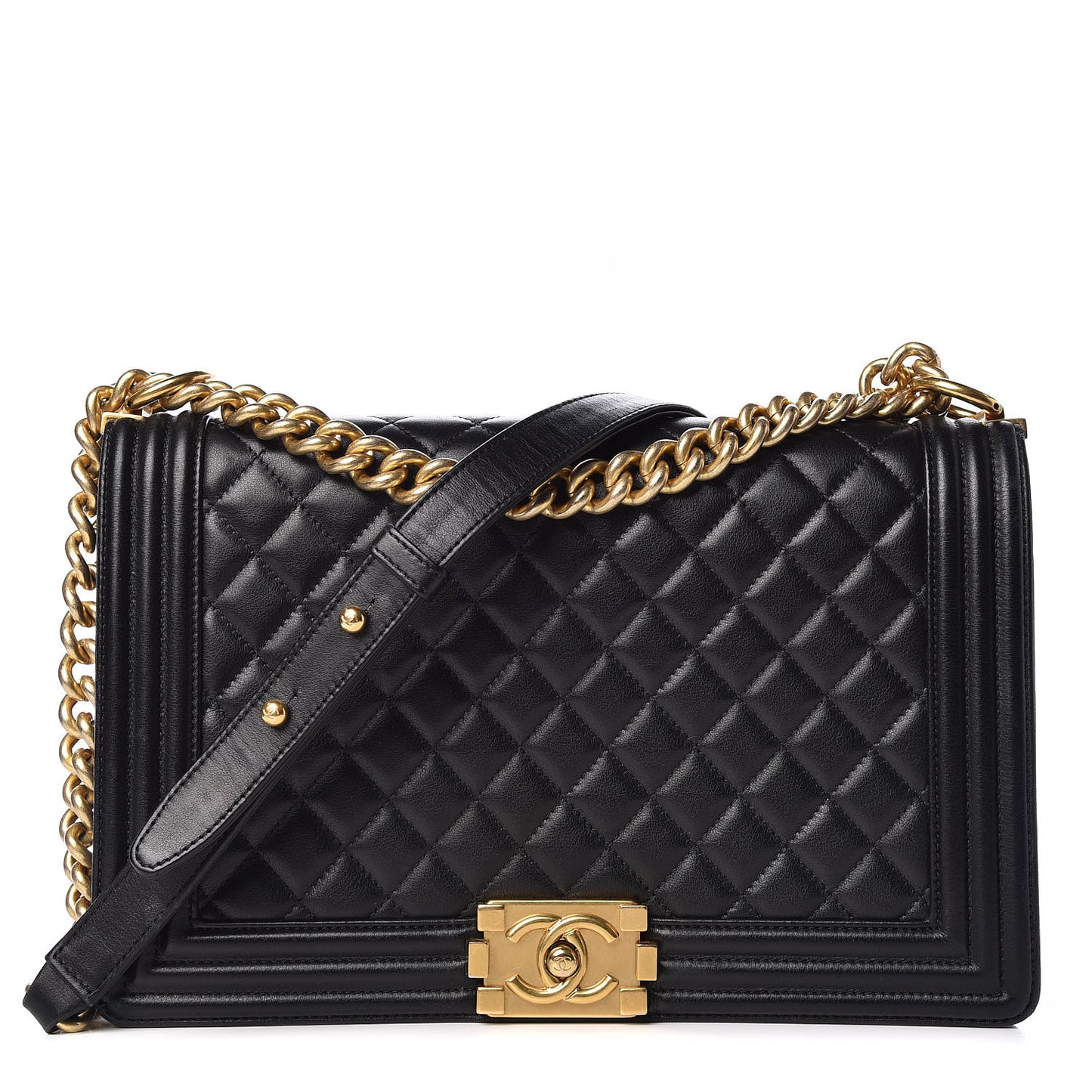 Calfskin Quilted New Medium Boy Flap Black