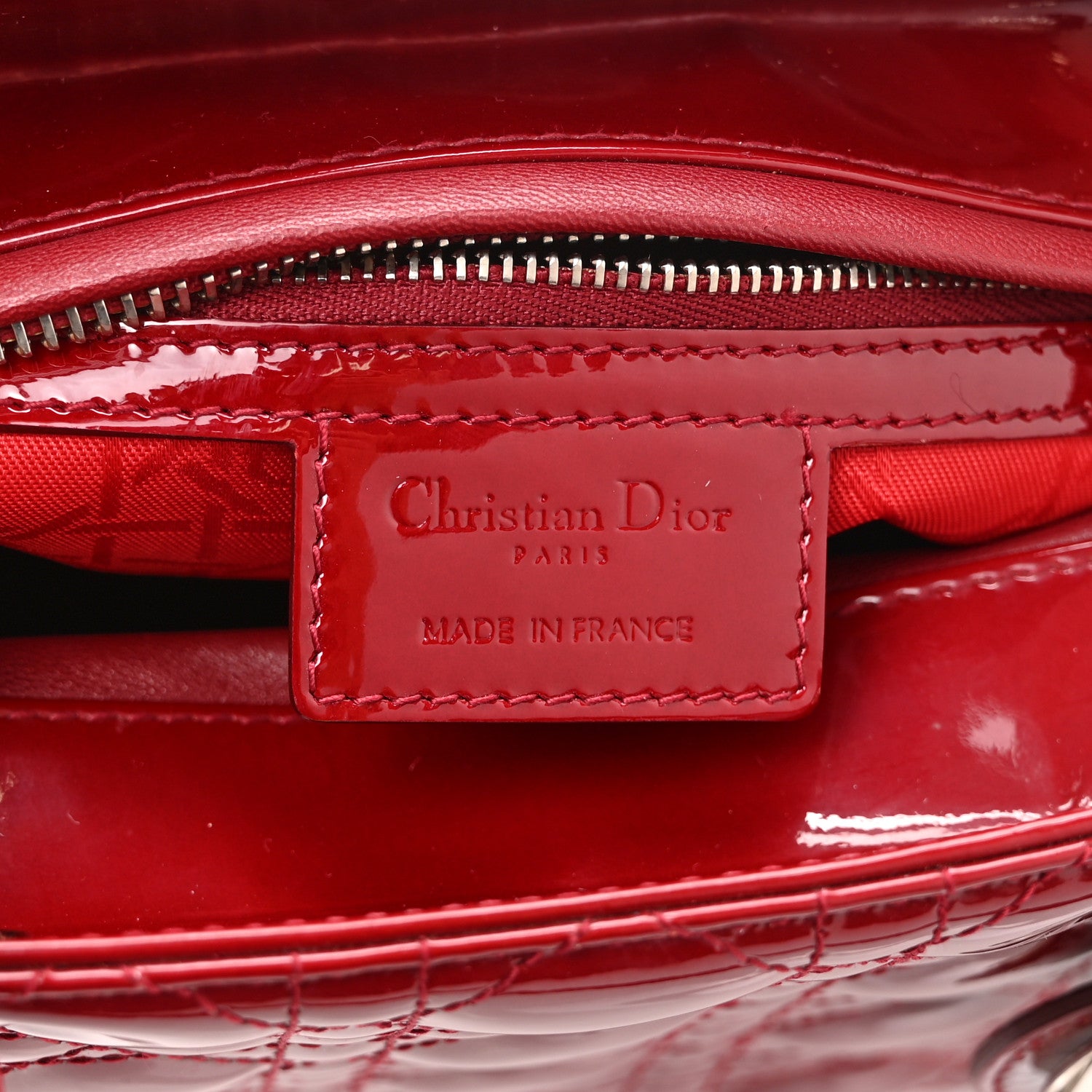 Christian Dior Patent Cannage Medium Lady Dior Red 6 of 10