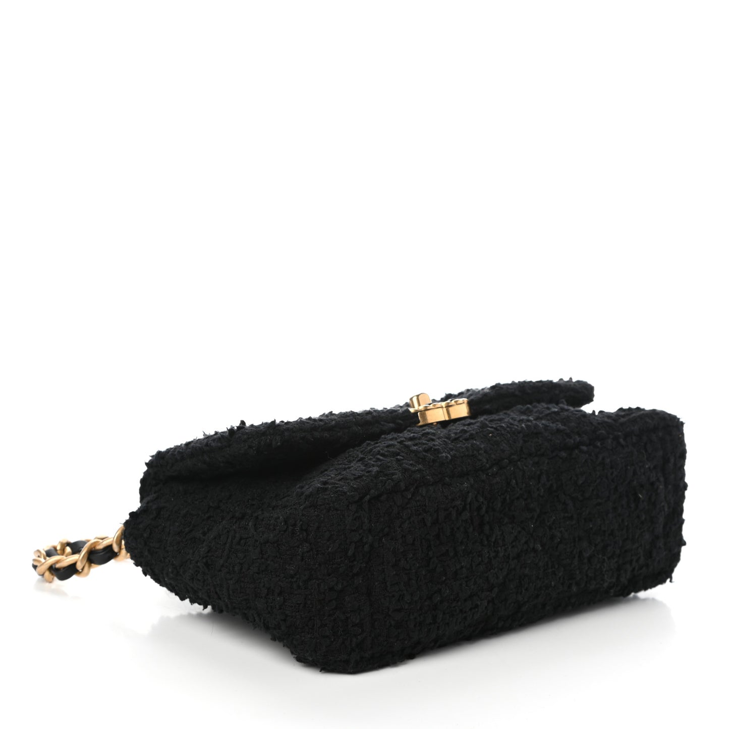 Tweed Quilted Medium Chanel 19 Flap Black