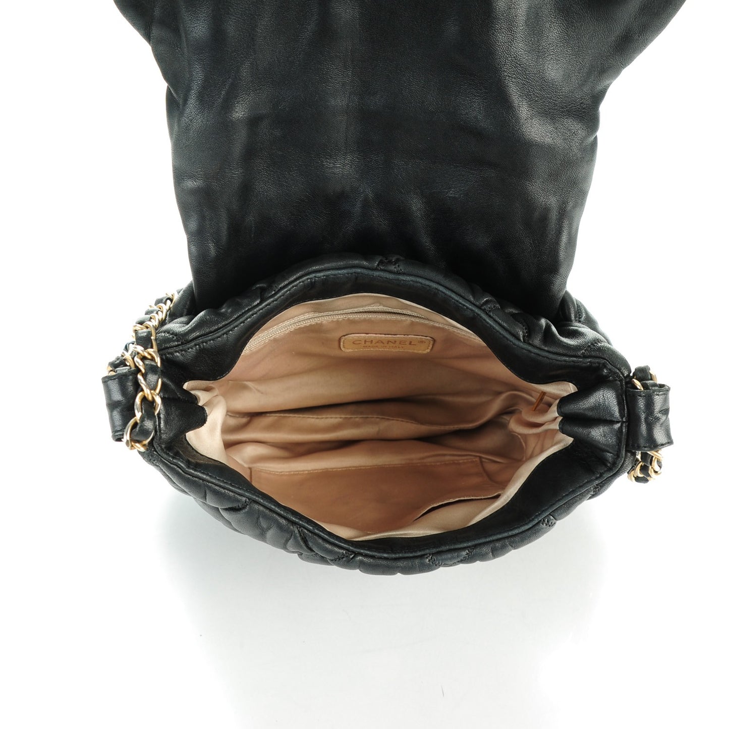 Lambskin Bubble Quilt Flap Black