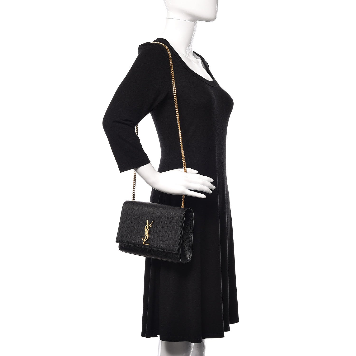 Saint Laurent Grain De Poudre Medium Classic Monogram Kate Satchel Black 2 of 9