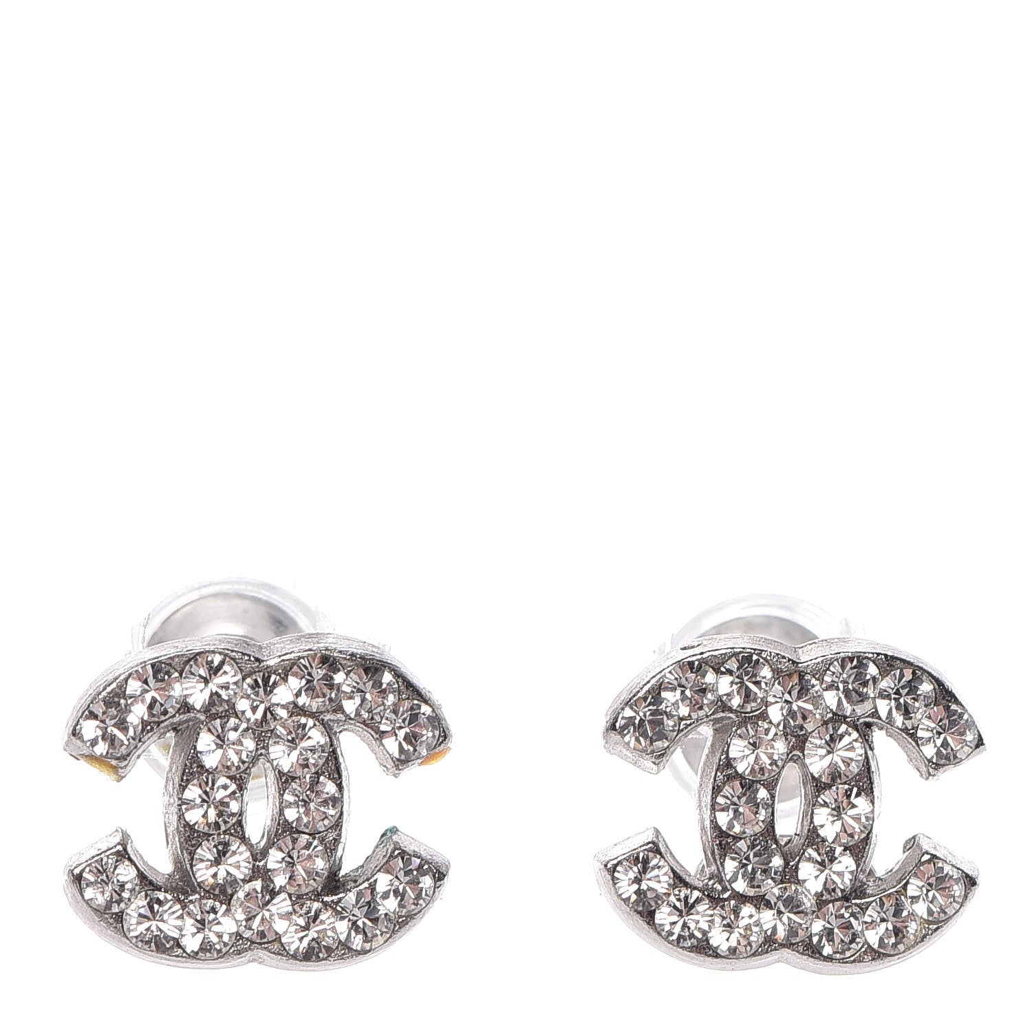 Chanel Crystal Mini Timeless CC Earrings Silver 1 of 5