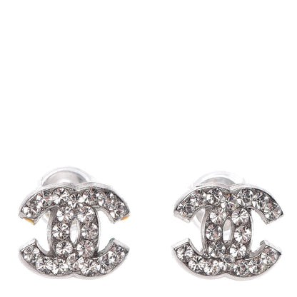 Chanel Crystal Mini Timeless CC Earrings Silver 1 of 5