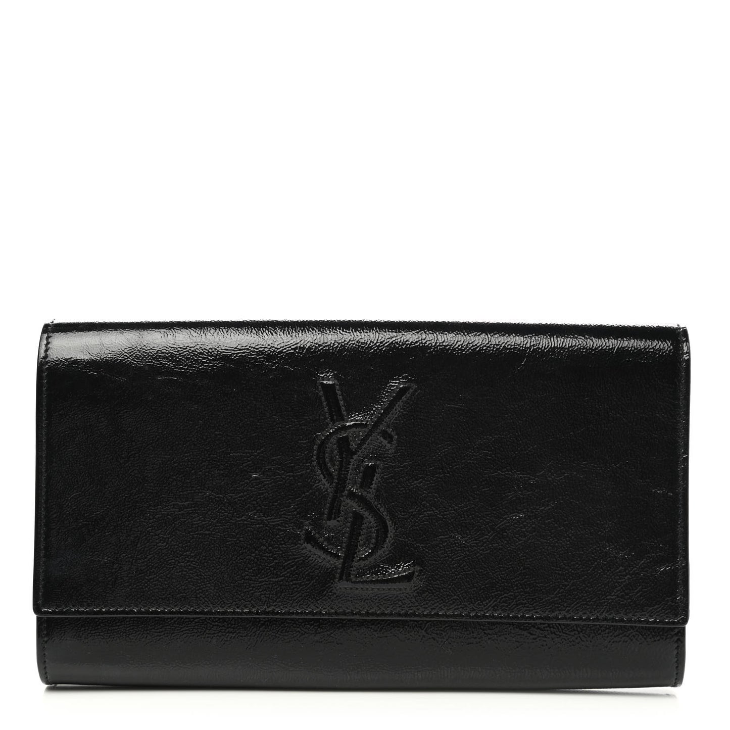 Textured Patent Monogram Large Belle De Jour Clutch Black