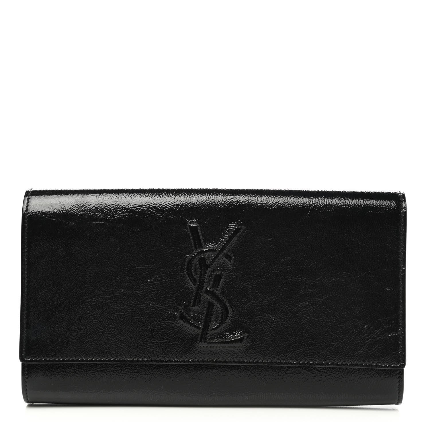 Saint Laurent Textured Patent Monogram Large Belle De Jour Clutch Black 1 of 7