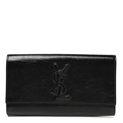 Saint Laurent Textured Patent Monogram Large Belle De Jour Clutch Black 1 of 7