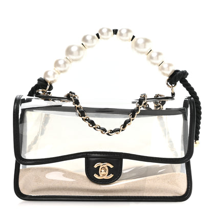 Chanel Lambskin PVC Sand By The Sea Flap With Pearl Strap Black 1 of 10