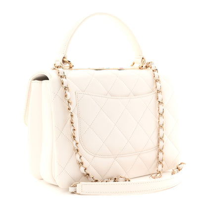 Chanel Lambskin Lacquered Quilted Small Trendy CC Dual Handle Flap Bag White 5 of 21