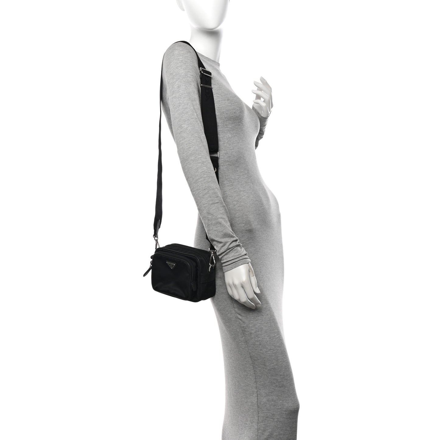 Tessuto Saffiano Brique Crossbody Messenger Bag Black