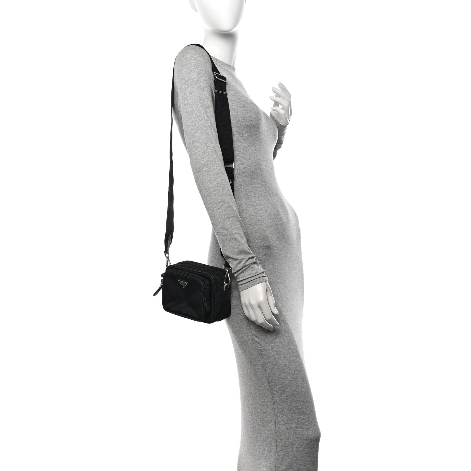 Prada Tessuto Saffiano Brique Crossbody Messenger Bag Black 2 of 9