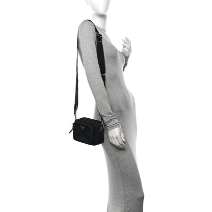 Prada Tessuto Saffiano Brique Crossbody Messenger Bag Black 2 of 9