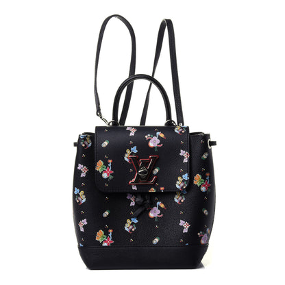 Louis Vuitton Calfskin Flower Lockme Mini Backpack Black Multicolor 1 of 8