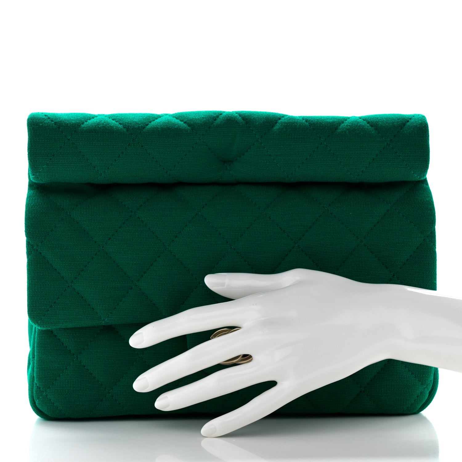 Chanel Wool Jersey Flap Clutch Green 2 of 9