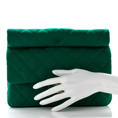 Chanel Wool Jersey Flap Clutch Green 2 of 9
