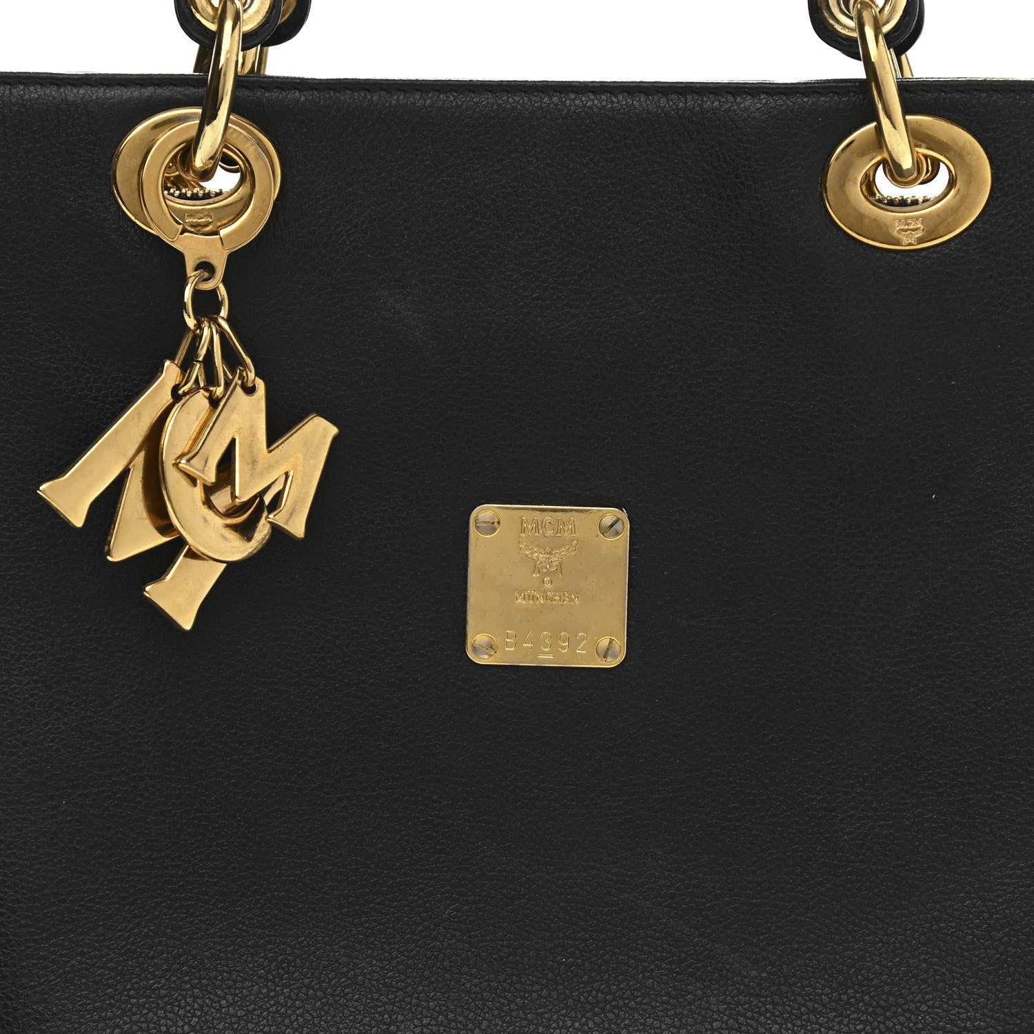 MCM Grained Calfskin Studded Bucket Bag Black 7 of 9